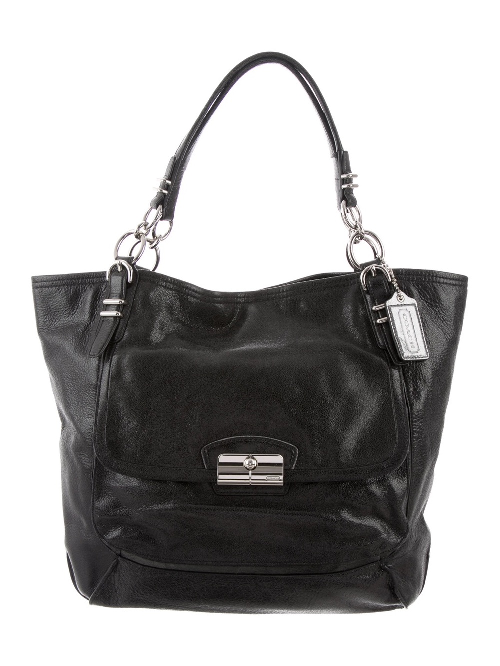 Coach Kristin Pinnacle Black Leather Tote Shoulder Bag F19385